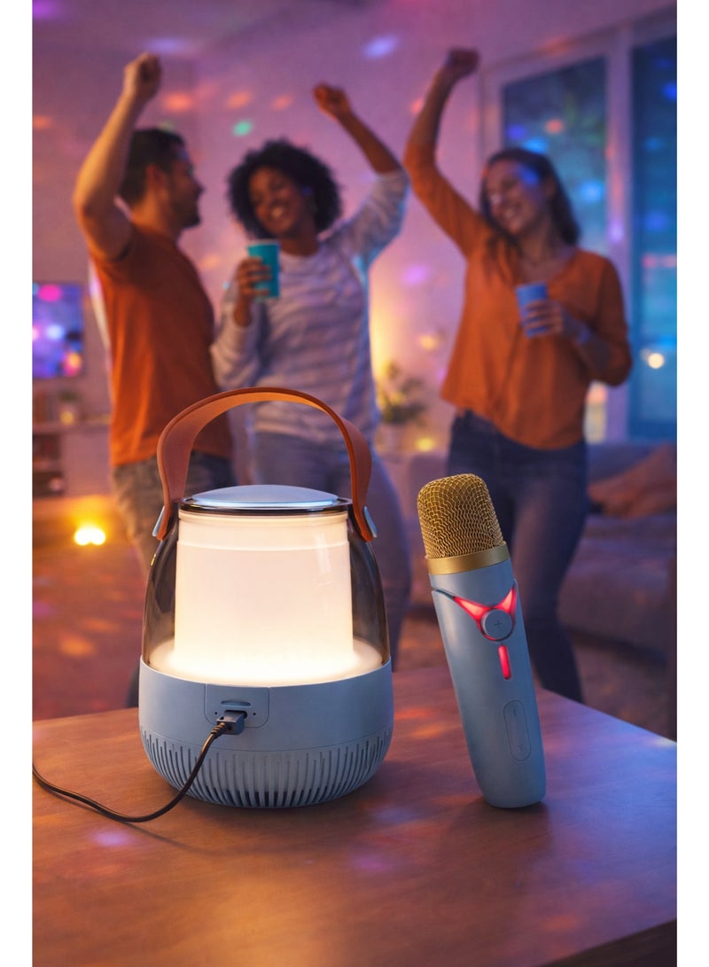 مكبر صوت كاريوكي لاسلكي محمول مزود بتقنية بلوتوث وميكروفون قابل لإعادة الشحن، يدعم تقنية البلوتوث وبطاقة الذاكرة TF ومنفذ USB. - Image 4